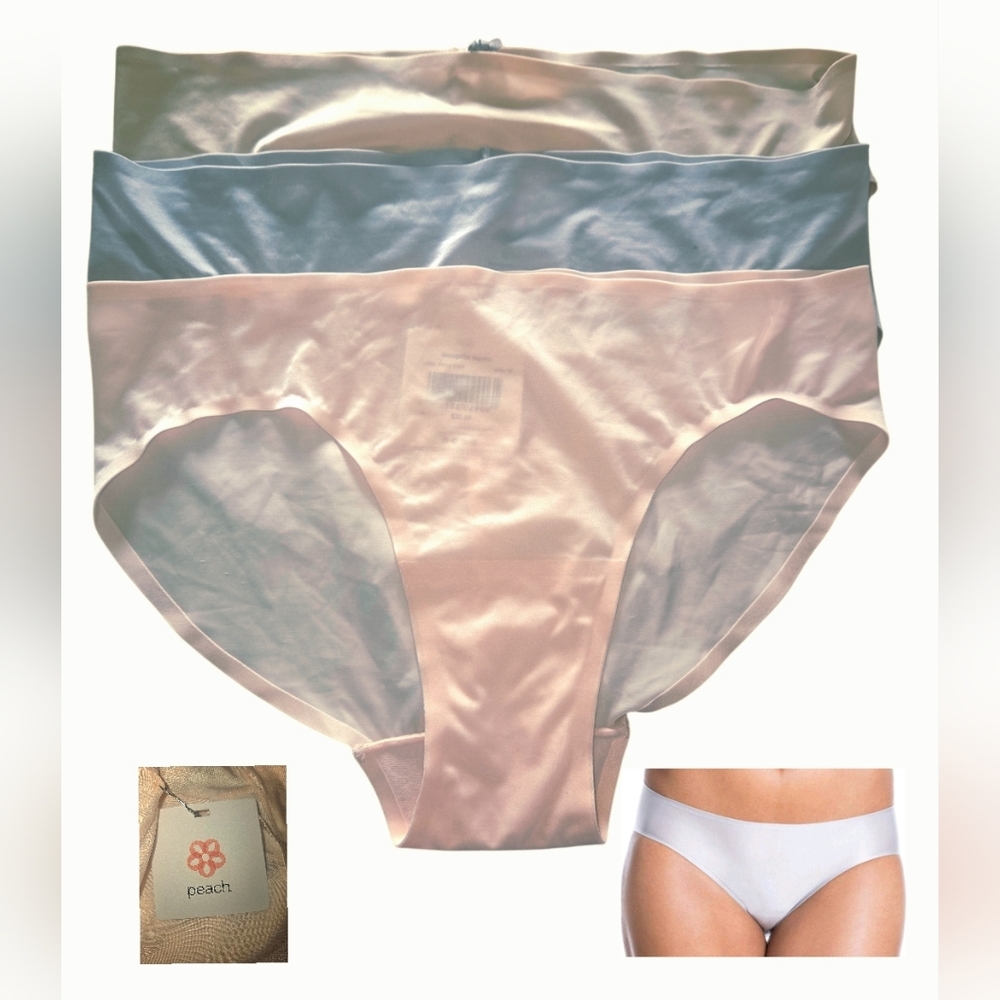 3 Peach Brand Incognito Hipster Seamless Panties Plus 1 Highwaist Lace Thong